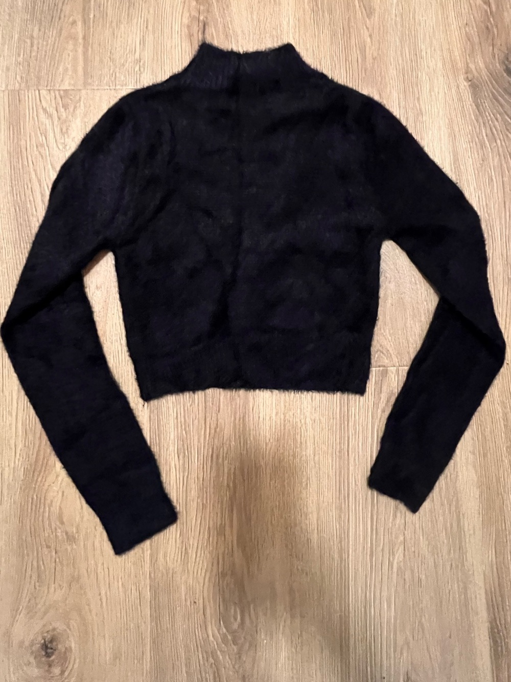Cider Black Cropped Pumpkin Turtleneck Sweater with Orange Graphic - Picture 5 of 6